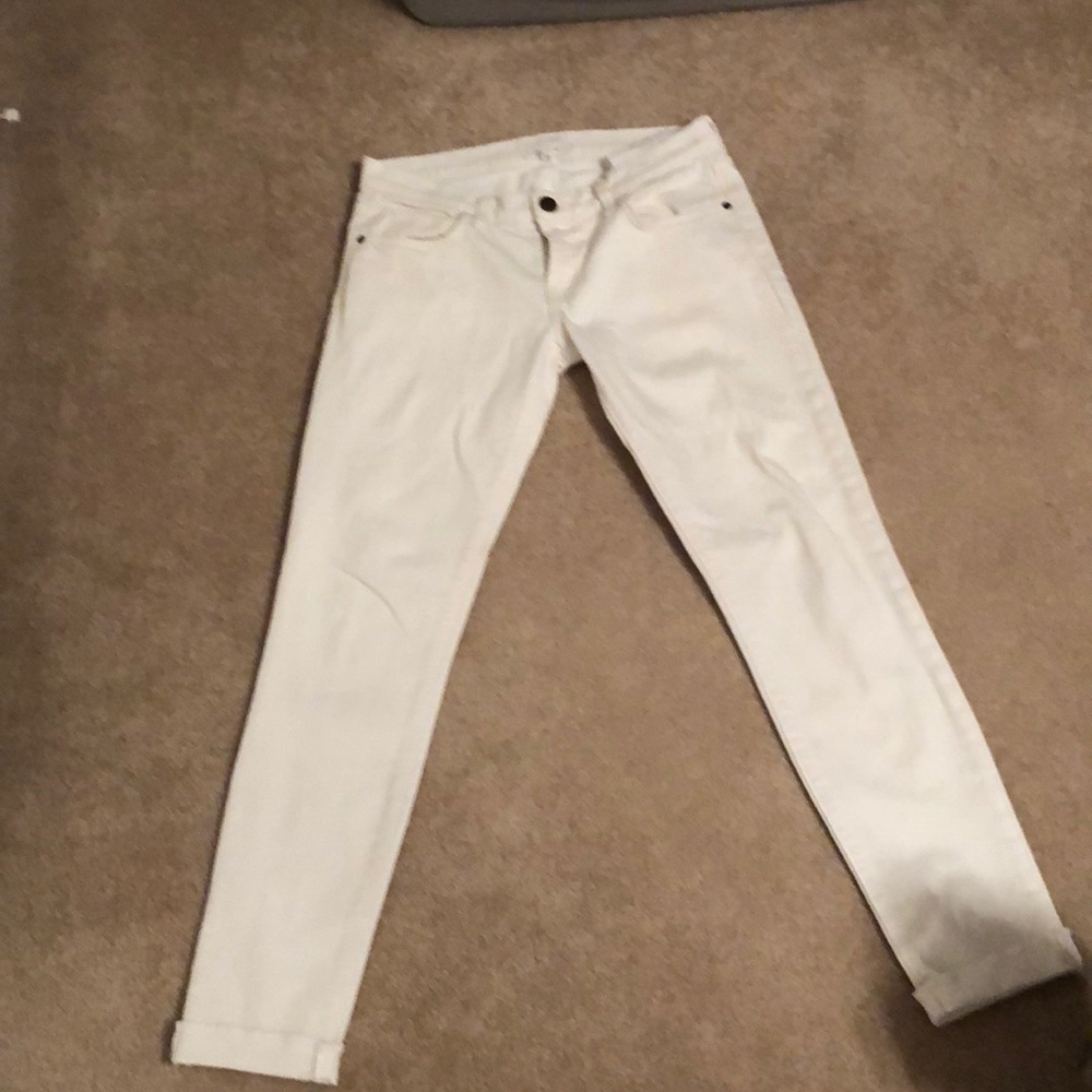 Current/Elliot white cuffed skinny jeans